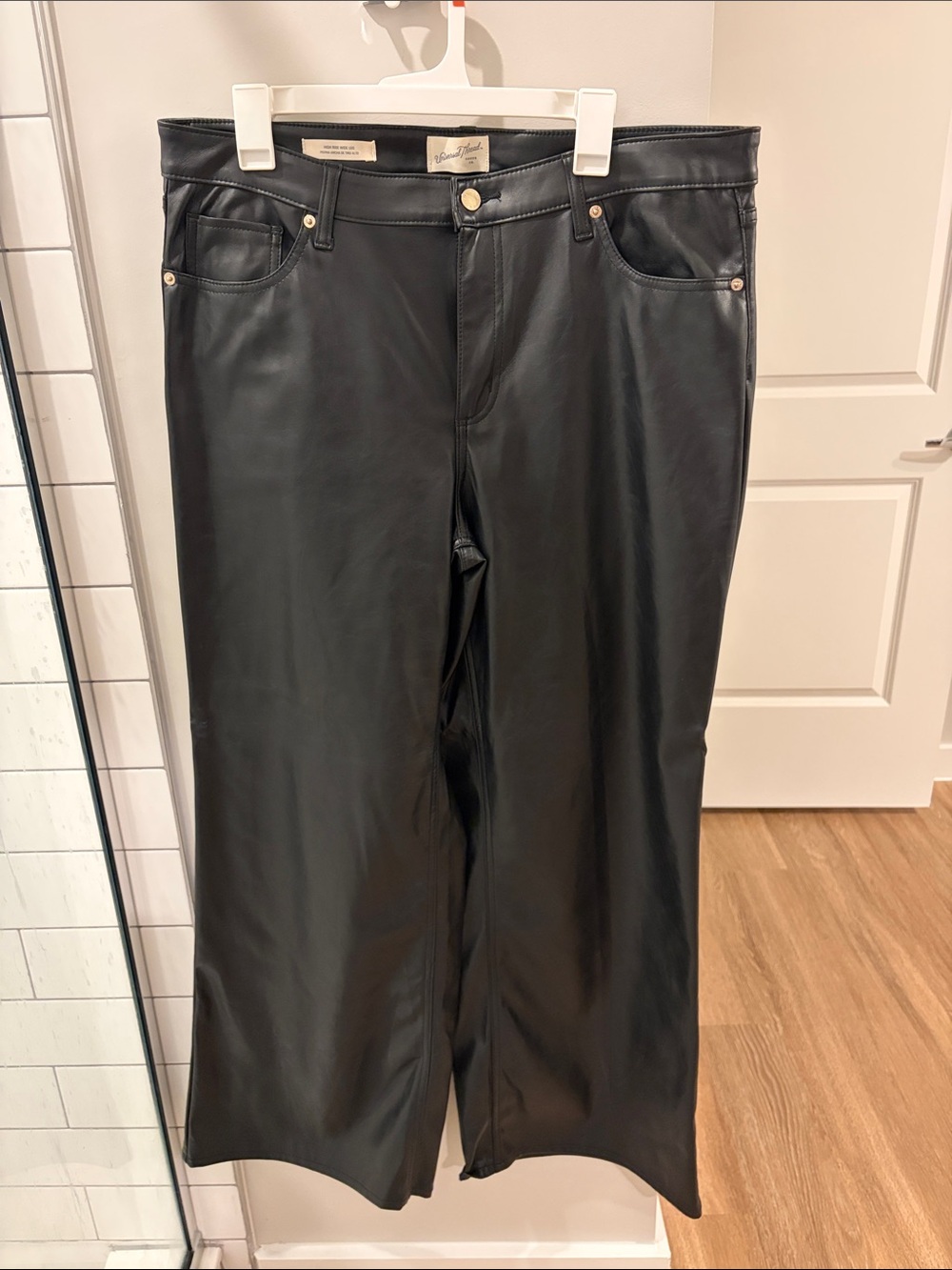 Universal Thread Black Faux Leather Wide-Leg Pants